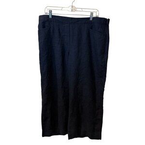 J.Jill Womens Navy Blue Love Linen Wide-Leg Crop Pants Size L
